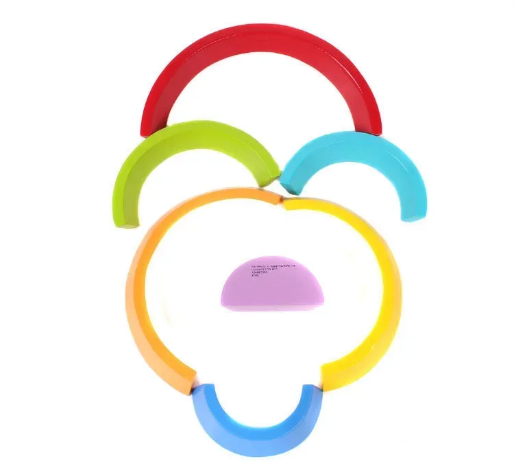 Arch Bridge Rainbow Building Blocks Kids Montessori Educational Games Color and Shape Cognitive Wooden Toys for Children