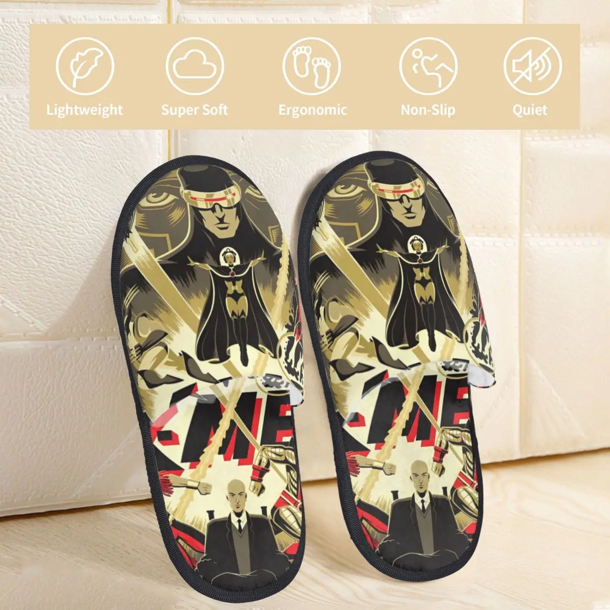 X-MAN X Man Marvel Hero Winter Cotton Slippers Living Room Cozy Household Fur Slippers Slides Anti-skid