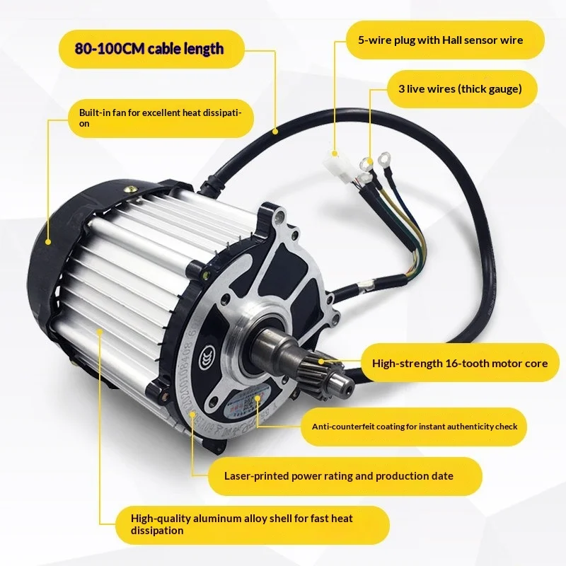 Electric Tricycle Motor 48v60v72v 650W 800W 1000W 1200W 1500W 1800W High-speed High-power Pure Copper Brushless DC Motor