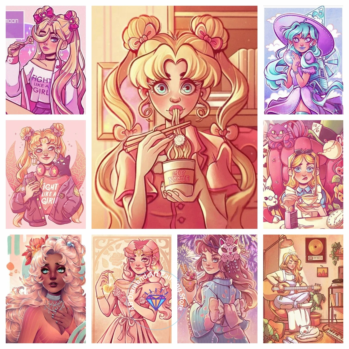 

Cartoon Manga Girl Cute Anime Woman AB Diamond Painting Kit DIY Cross Stitch Handmade Art Gift Crafts Home Decor Children Gift