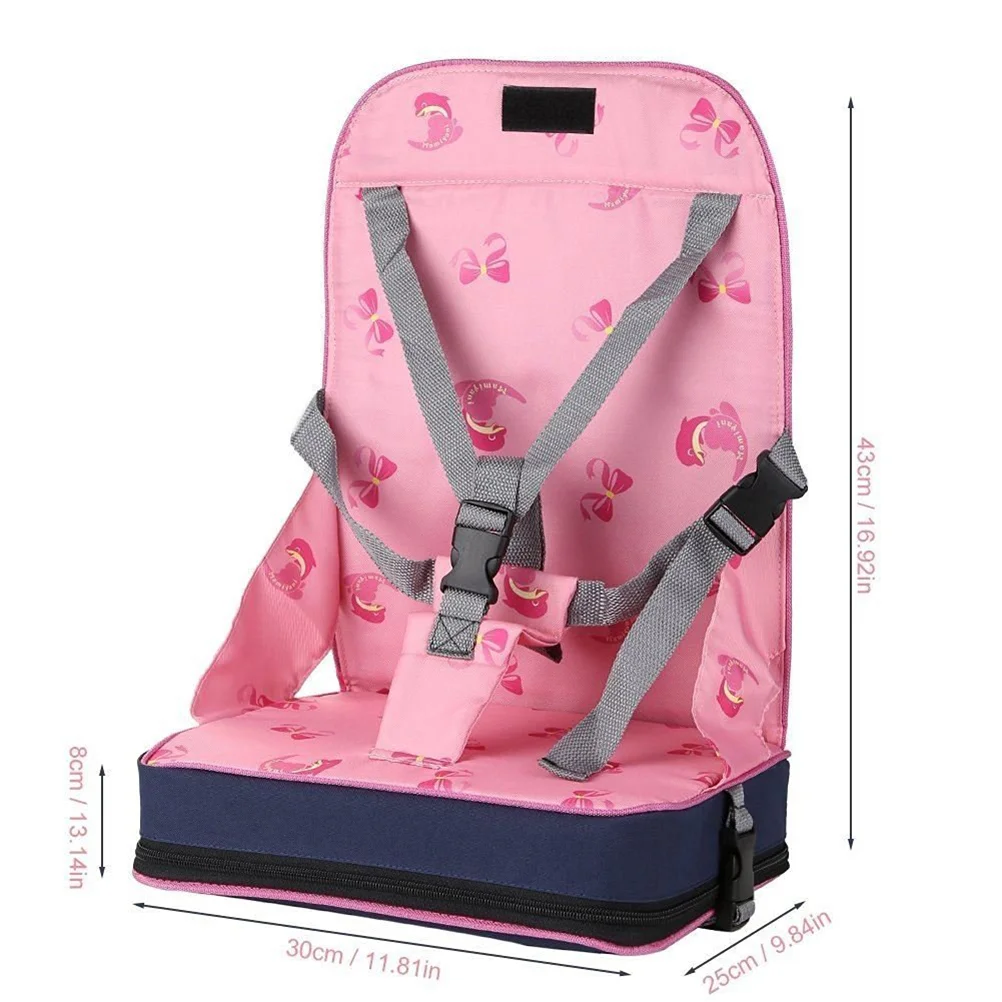 Silla plegable portátil para bebé, asiento elevador de liberación rápida ajustable, color rosa