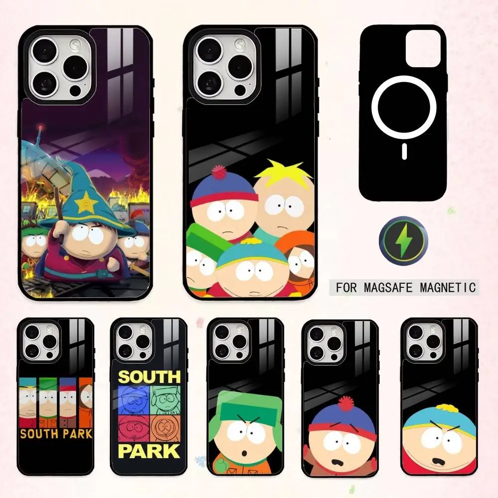 

C-Cute Cartoon S-South P-Park Phone Case For iPhone17,16,15,14,13,12,11 Plus,Pro Max Magnetic For Magsafe Wireless Charging