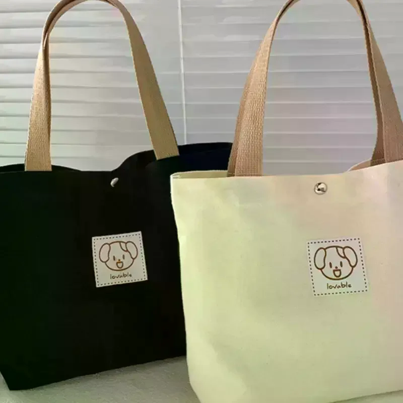 Simple Stylish Canvas Tote Bag Large Capacity Portable Shoulder Bag for Office Travel Daily Commute