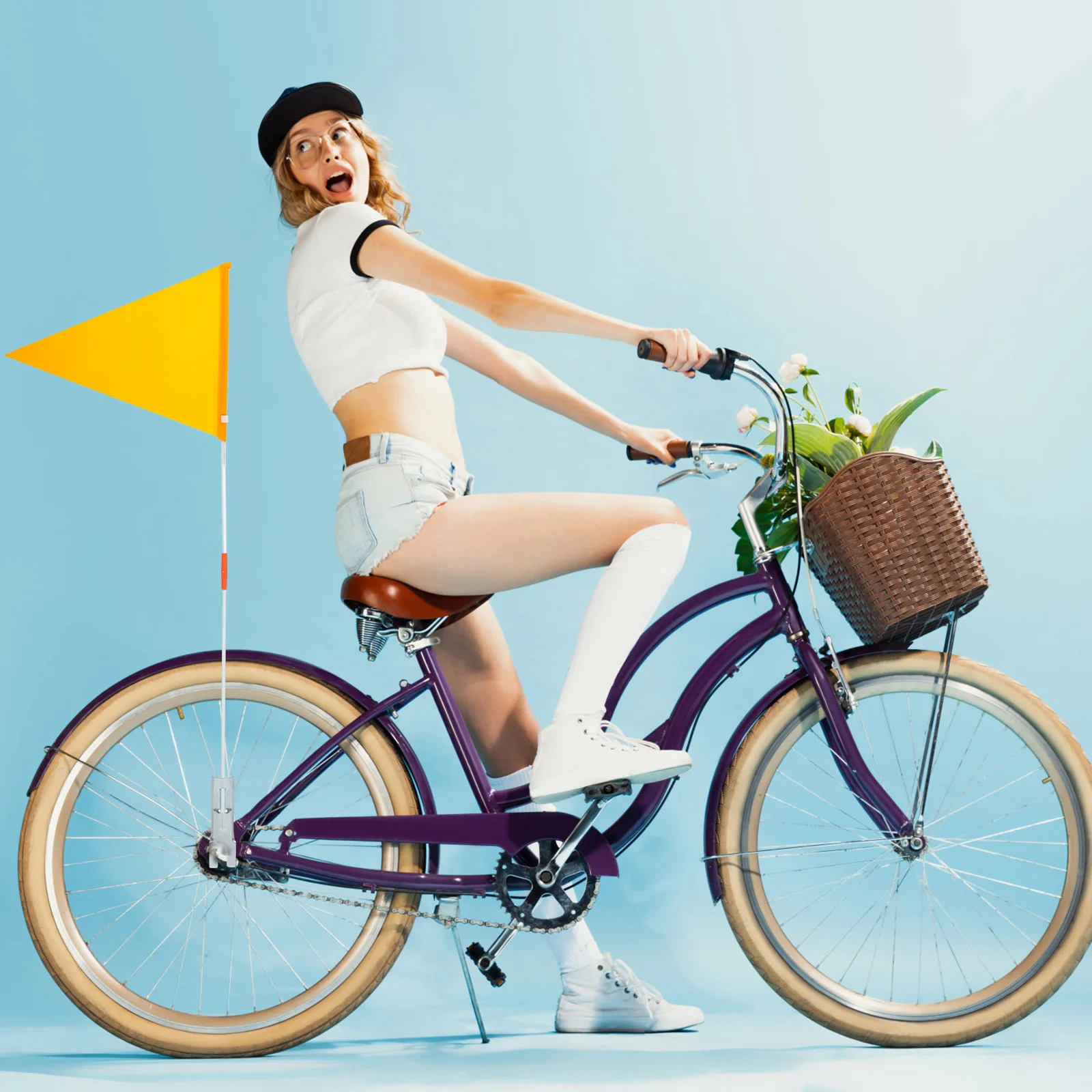 

1Set Cycling Safety Flag Wear-Resistant Weatherproof Bright Warning Flag for Bicycles Seniors Urban Riding