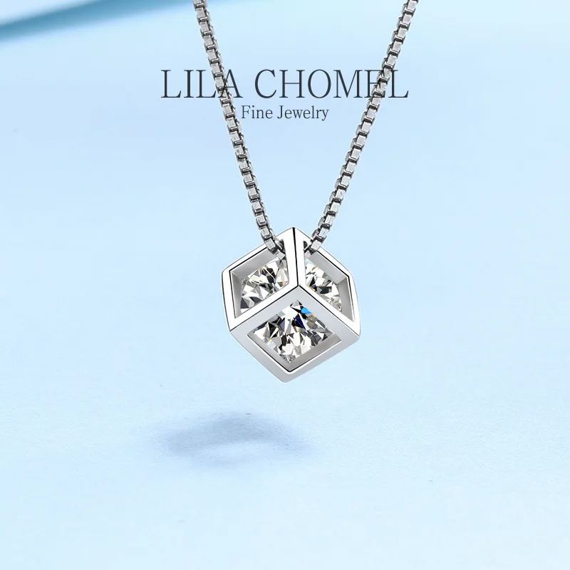 

Wedding Fine Jewelry Moissanite 0.5/1Ct Diamond Necklace PT950 Platinum Square Pendant for Women Gift Luxury popular girl party