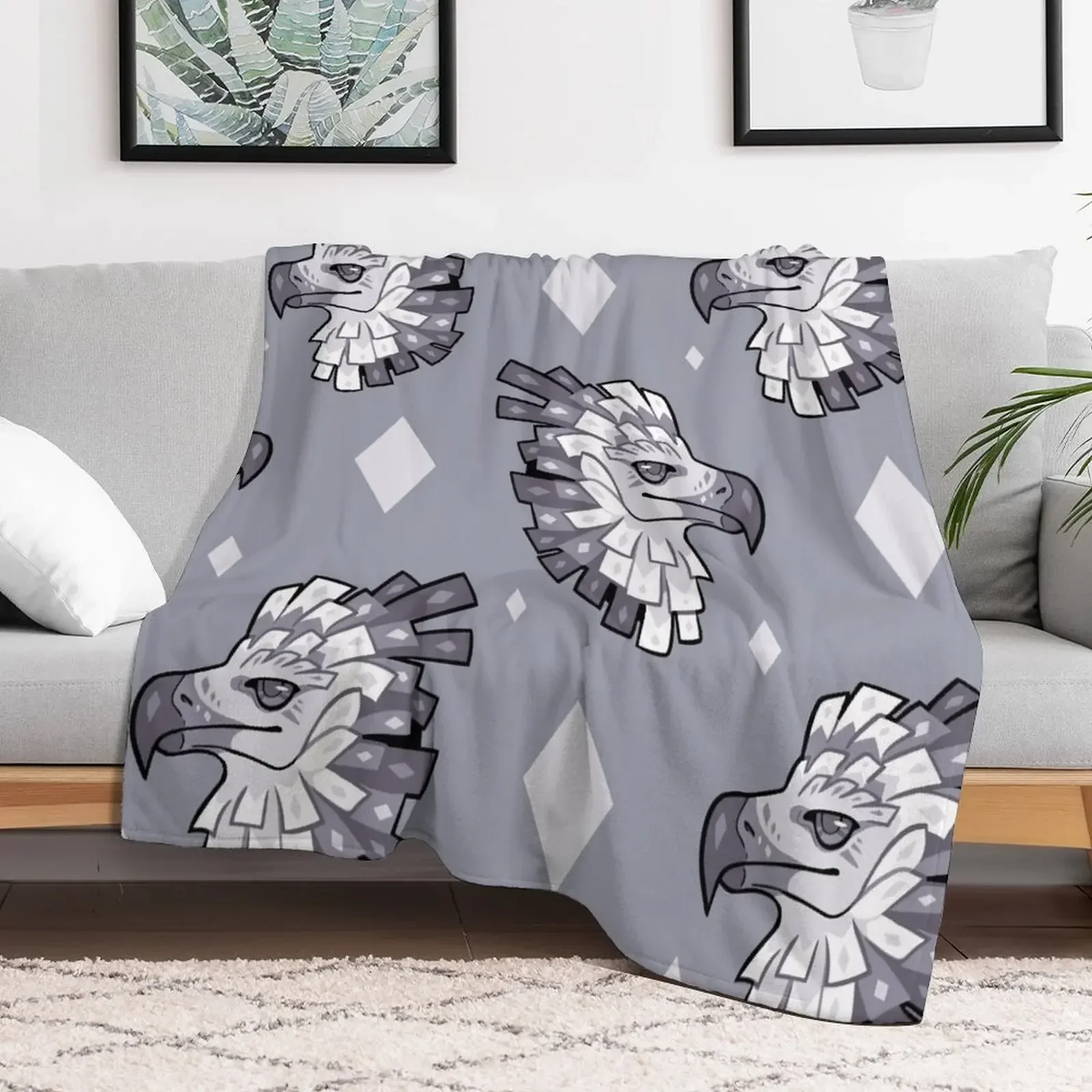 Gray harpy eagle Throw Blanket Heavy Decoratives Blankets