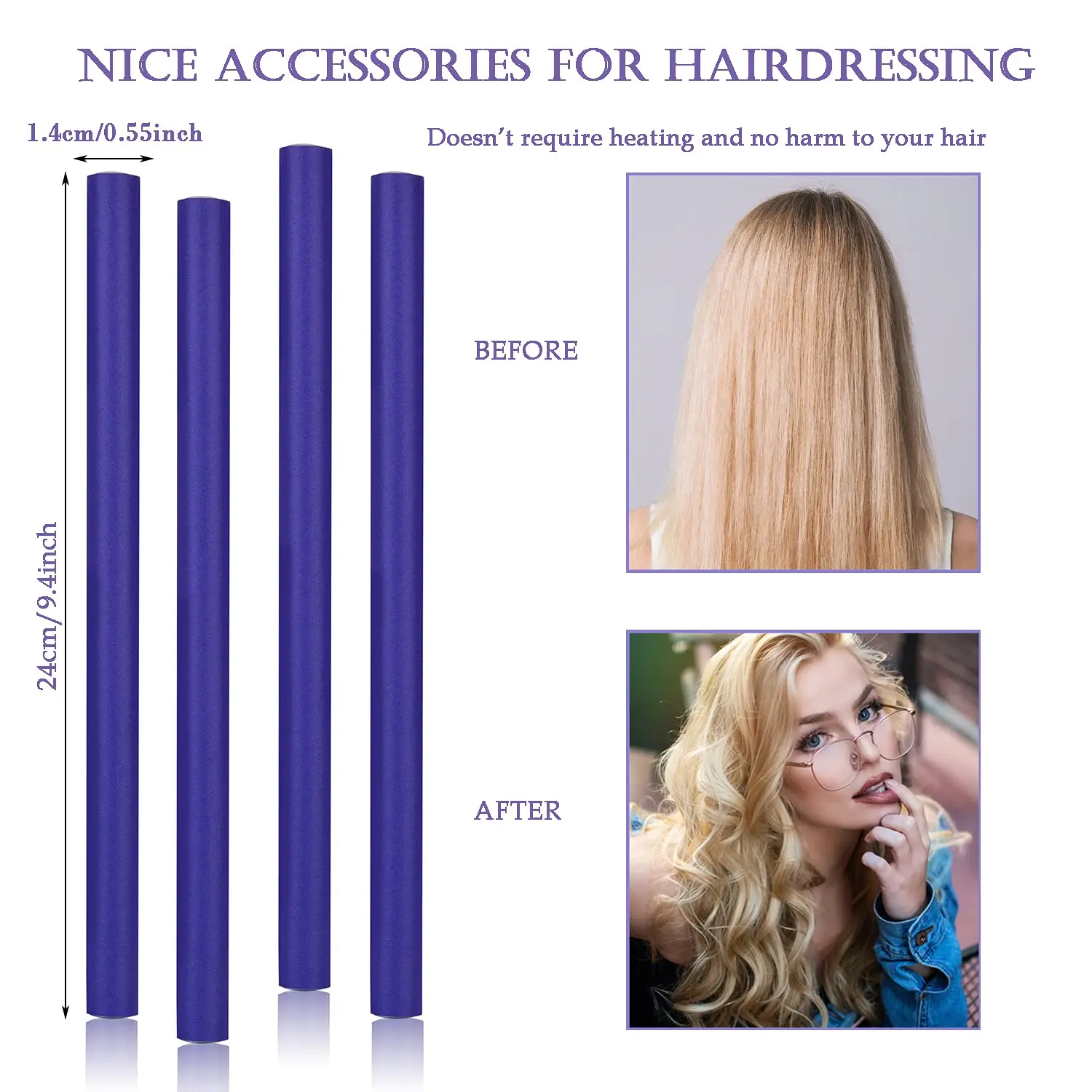 20PCS Heatless Hair Curlers Flexible Soft Foam Hair Rollers No Heat Bendable Curling Rods for All Length Hair 7 Colors Sizes view 2