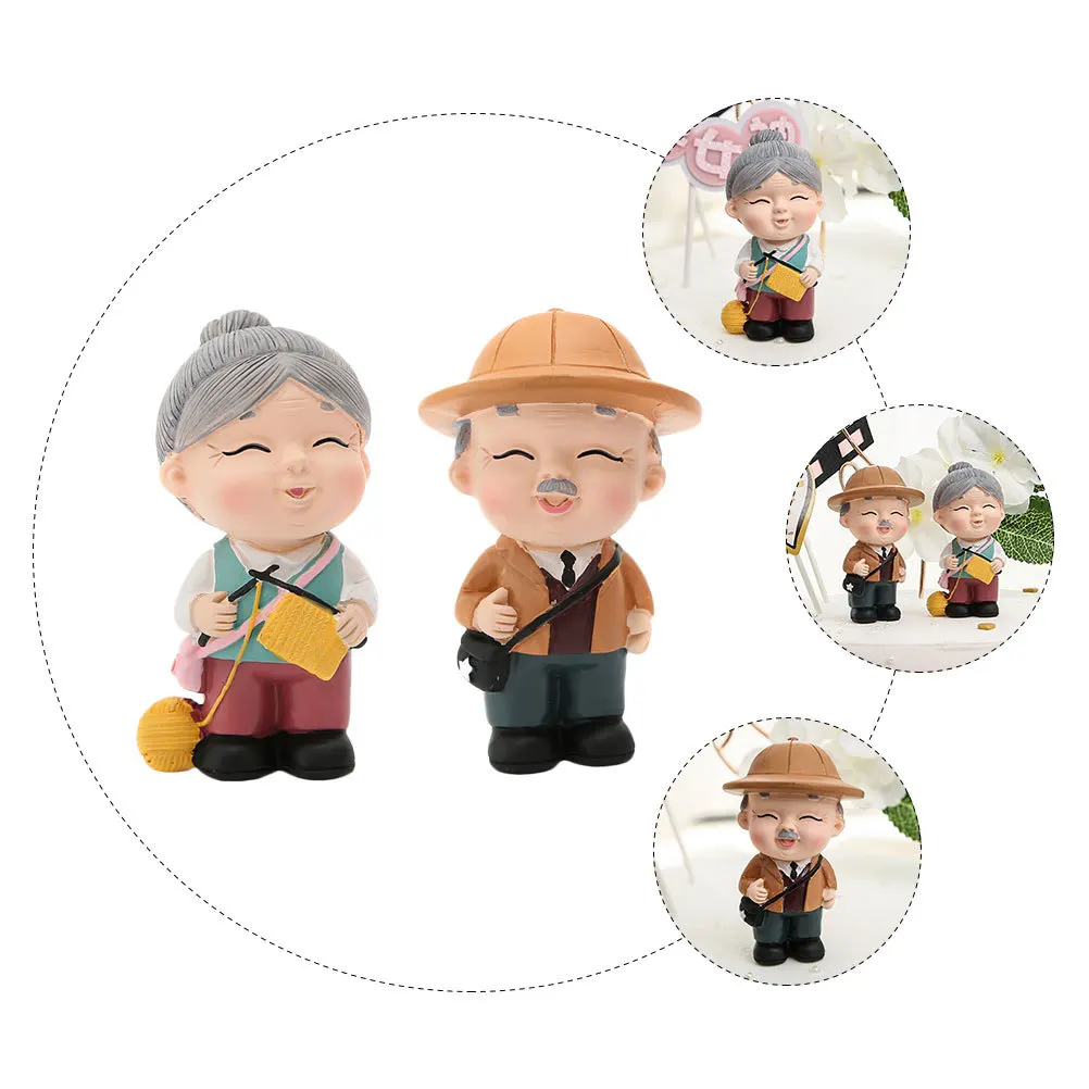 

2Pcs Grandpa Grandma Cake Topper Creative Birthday Baking Decor Adorable Ornament Party Supplies Cake Topper Dessert Ornament