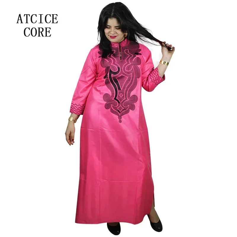 African Bazin Embroidery Design Dress Soft Material Long Dress Without Scarf