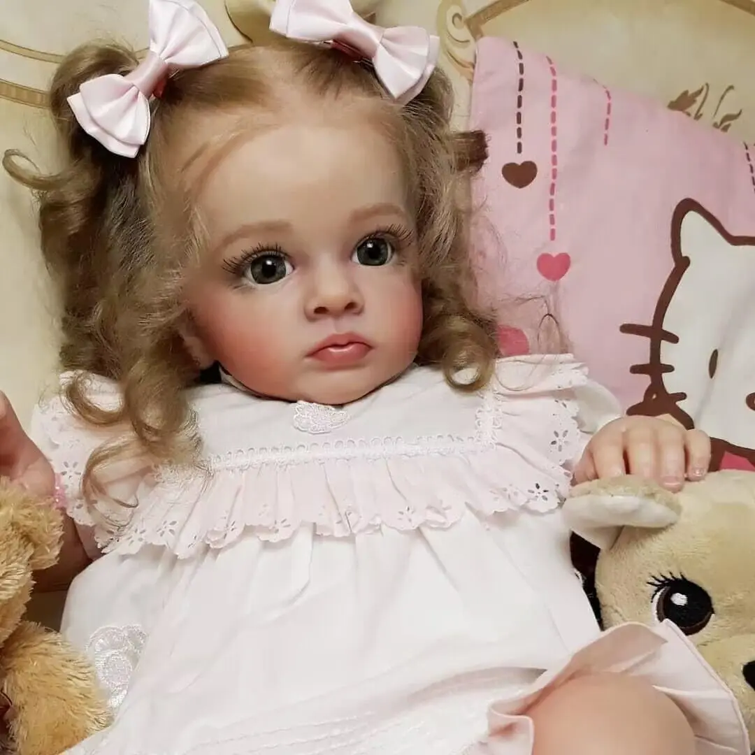 Reborn Baby Dolls Finished Silicone Vinyl Doll 23 Inch Girl Painted Newborn Baby Doll With Rooted Hair For Kid's Christmas Gift