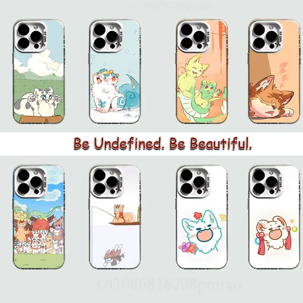

Cute Cartoon Chinese Mythical Creatures White Shockproof Phone Case For iPhone 17,16,15,14,13,12,11,Pro,XS,Max,Plus,Mini,SE