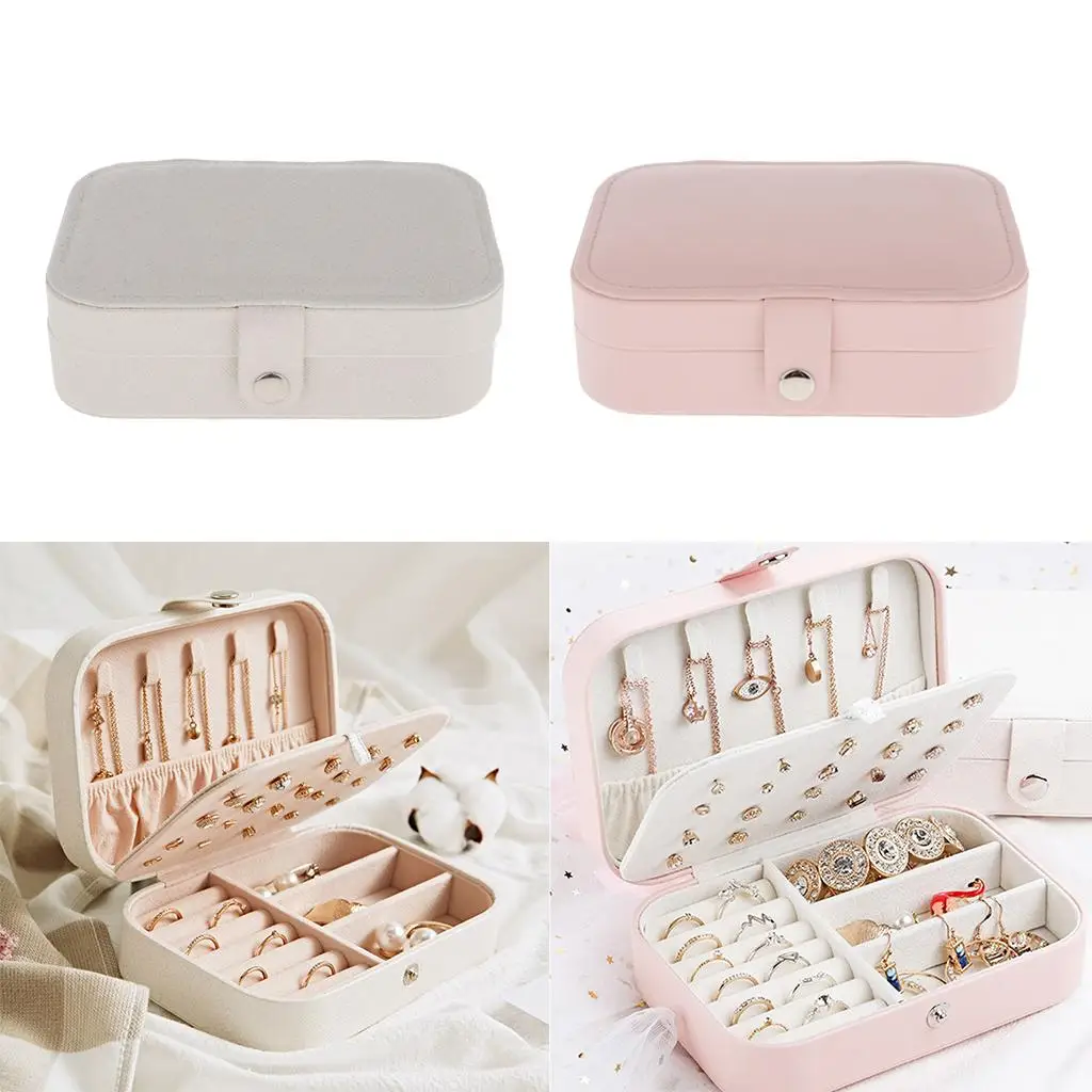 Portable PU Leather Jewelry Box, Storage Case, Organizer para mulheres e meninas