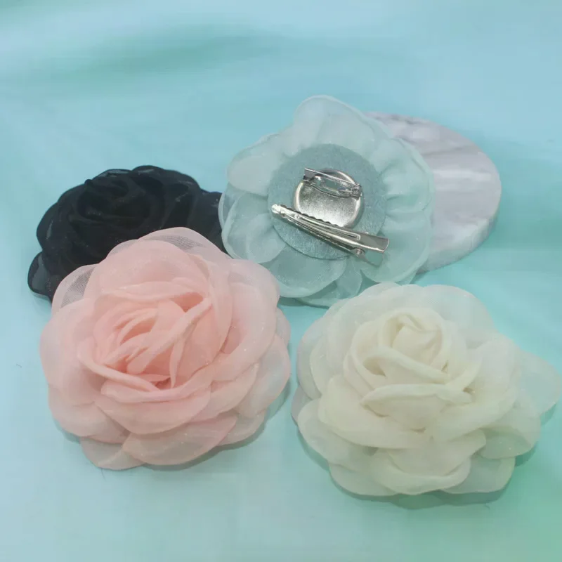 Fashion Fabric Camellia Flower Brooches For Women Clothing Jewelry Party Accessories