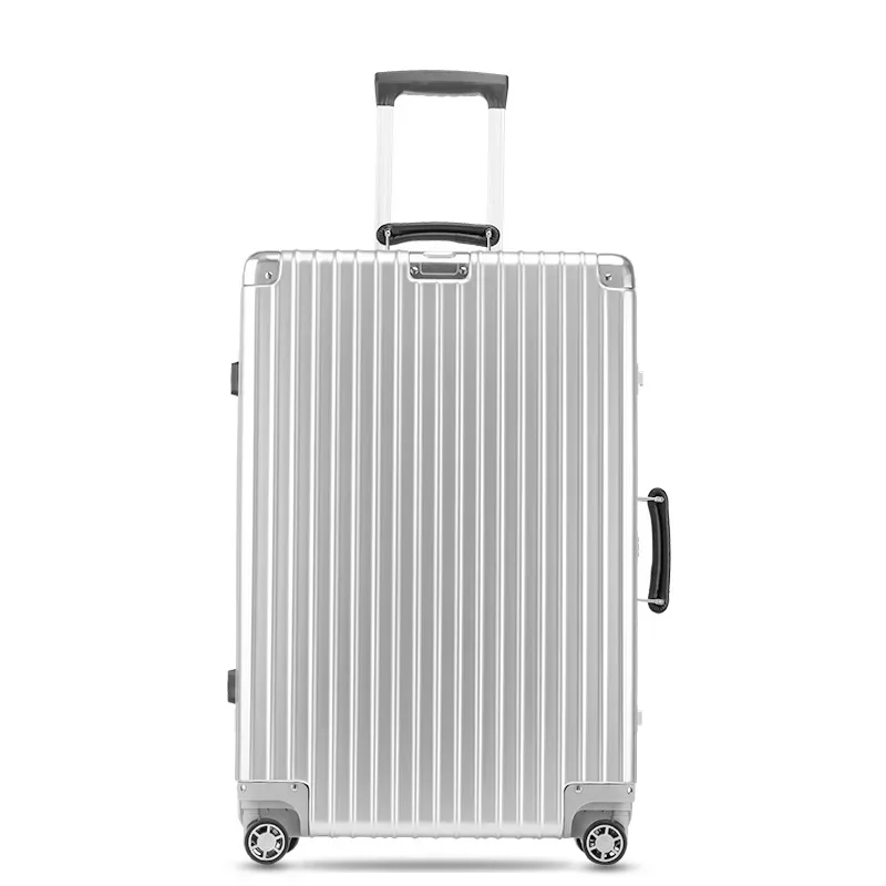 

trolley case, aluminum frame universal wheel leather handle suitcase, retro