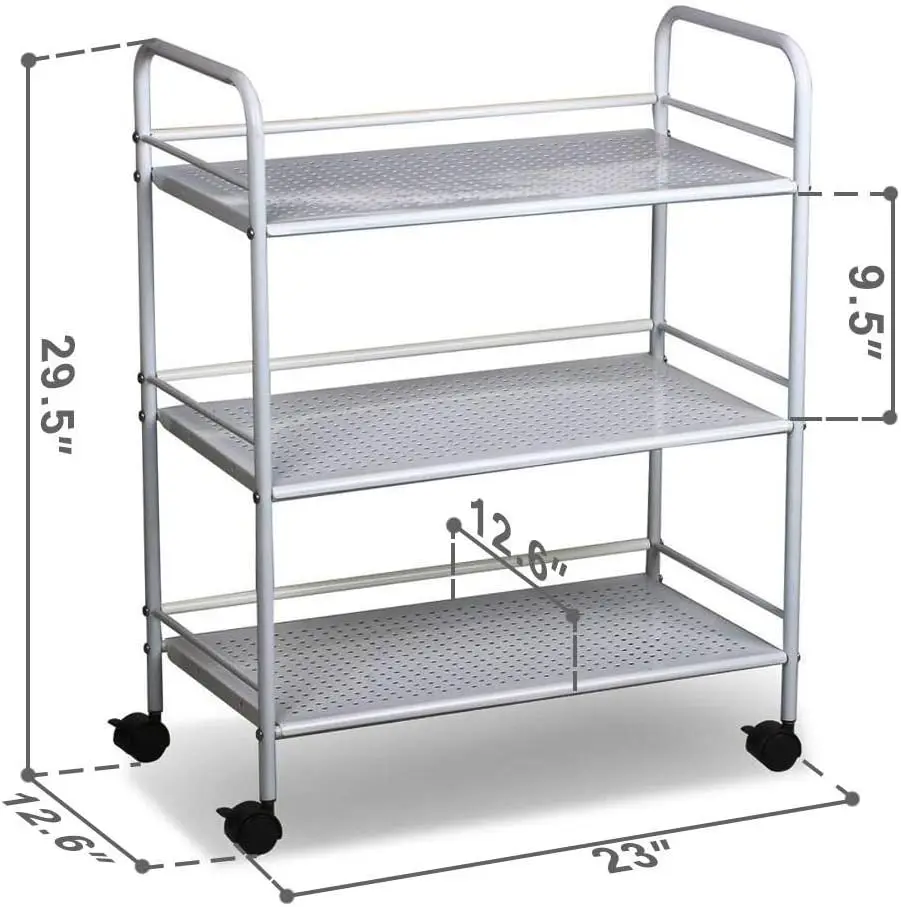 Rolling Salon Trolley Cart, 3 Tier, White