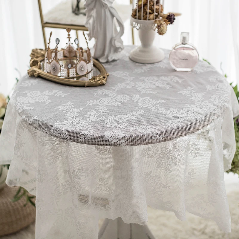 

Lace Tablecloth Dining Round Tablecloth Knitted Home Bedside Desk Coffee Table cover For Christmas Wedding Party Decoration ER11