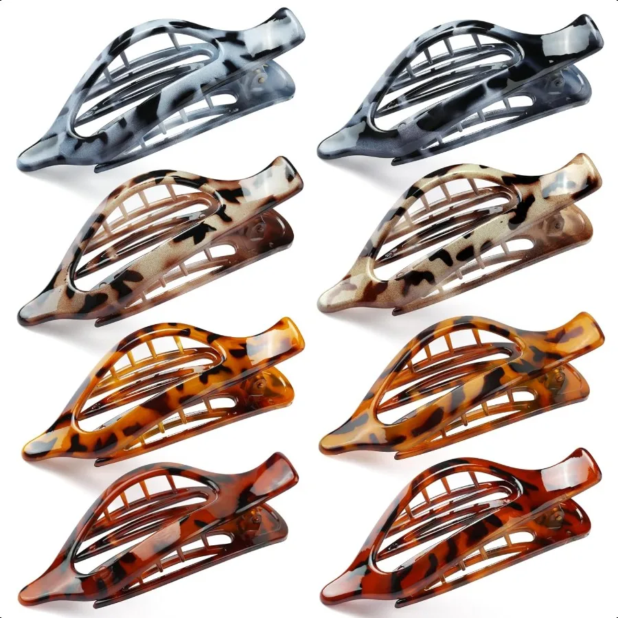 

Flat Hair Clips for Women Newly designed 8 Pack French Concord Claw Clips for Thick Thin Curly Hair Strong Hold No Slip Grip Ha