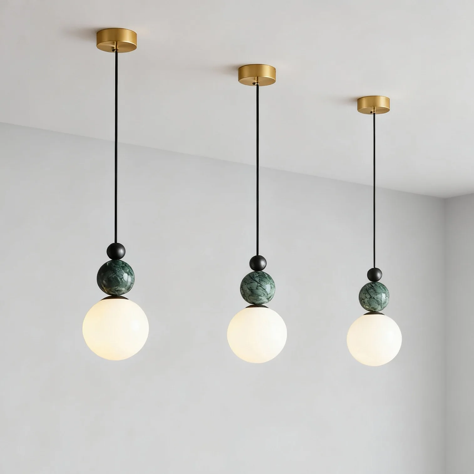 

Современная простая мраморная люстра с одной головкой, скандинавское креативное освещение для бара, прикроватная тумбочка для спальни, полностью медный подвесной светильник