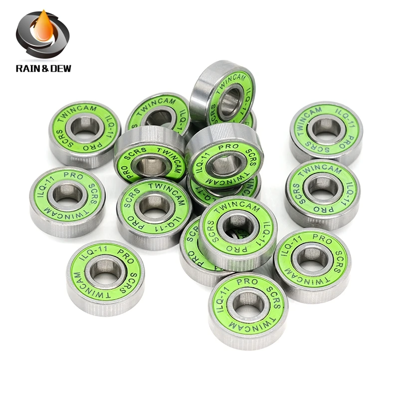 8Pcs 608 RS Bearing ILQ-11 8x22x7 Green Longboard Speed Inline Skate Wheel Bearing Skate Scooter Smooth Skate Scooter Bearing