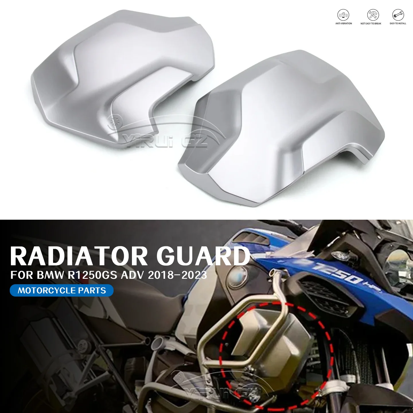 

Motorcycle For BMW R1250GS R 1250 GS R 1250 ADV Adventure 2018-2023 Front Radiator Guard Side Panel Fairing Radiator Frame Cover