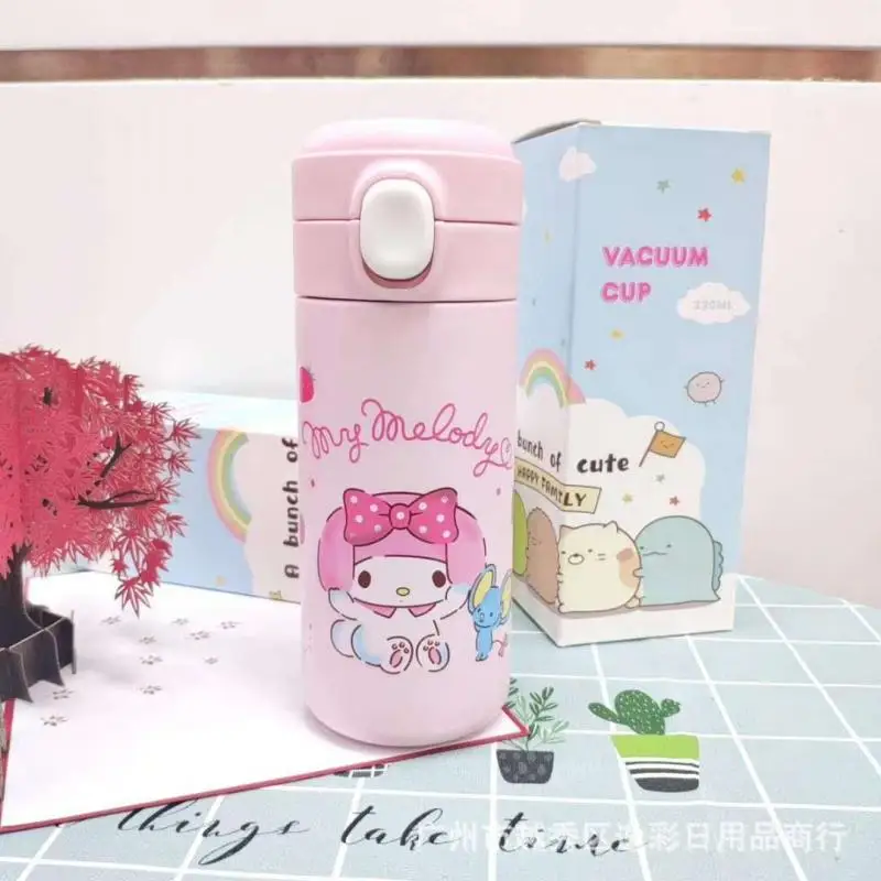 300Ml Sanrios Kawaii New Cartoon Mymelody Kitty Kuromi Cinnamoroll Cute Stainless Steel 304 Cardamom Bouncing Mug Mug