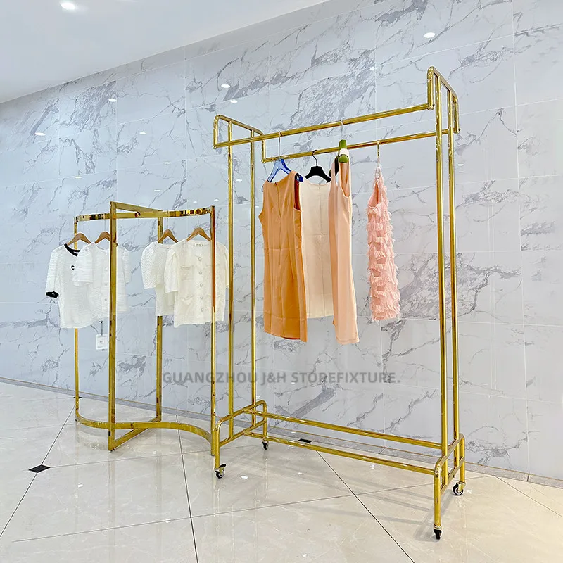 customized.Factory Stainless Steel Clothes Stand Apparel Garment Display Rack Heavy Duty Retail Shop Display Racks and Stands