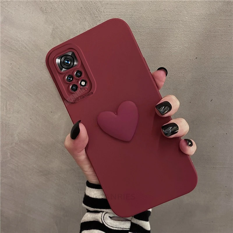 Note11 3d Love Heart Silicone Case On For Xiaomi Redmi Note 11 Pro 4g 5g 10 11s 10s 9 9s 8 7 11pro Shockproof Soft Cover Note11s