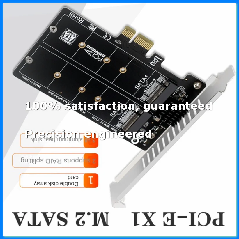 PH58 2 x M2 SATA to PCIE Adapter Card Double Disc Display Card Splitter Expansion Card PCIe X1 to NGFF M2 SATA SSD-DTA9