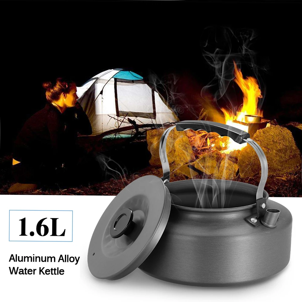 1.6L Portable Water Kettle Water Pot Teapot Coffee Pot Indoor Aluminum Alloy Tea Kettle Outdoor Camping Hiking Picnic Pot