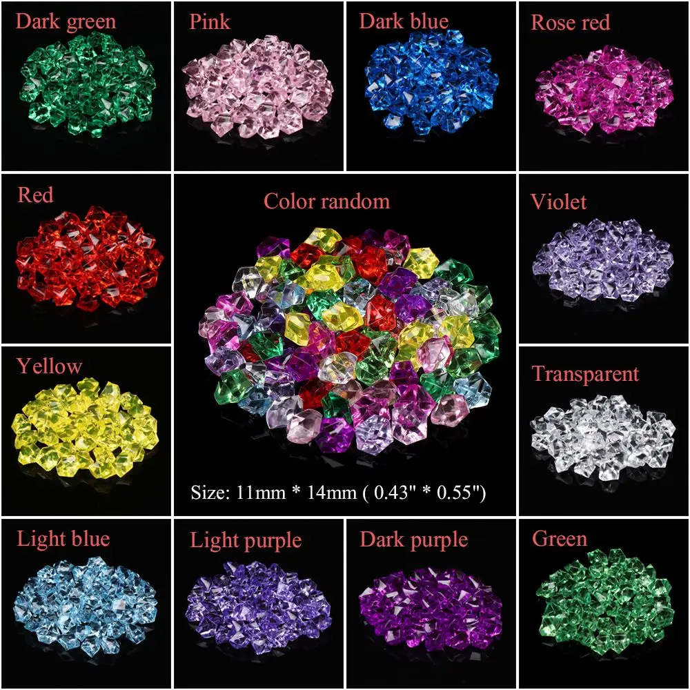 50Pcs/bag Colorful 1.4*1.1cm Aquarium Acrylic Stones Crystal Ice Cubes Decor Vase Filler Pebble Fish Tank Home Ornament