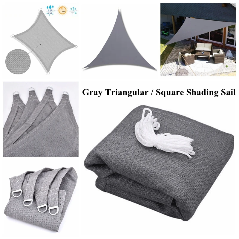 

Grey Anti-UV HDPE Shading Sail Swimming Pool Cover Triangular Outdoor Awning Garden Patio Sunblock Sun Shade Cloth 3x3x3m 2x3m