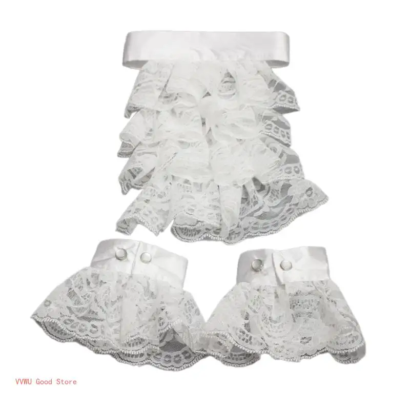 

Eye Catching Wrist Cuffs Jabot Collar Lightweight Ruffled False Sleeves Bride Wedding Dress Shirt Wrist Cuffs Breathable