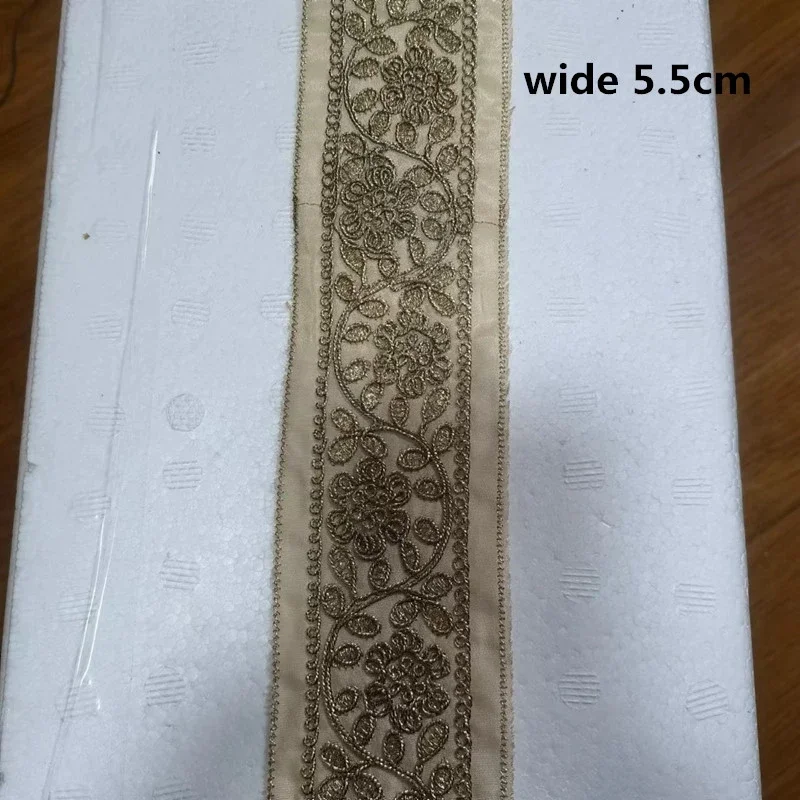 1 Yards Embroidered Lace Fabric Gold Ribbon DIY Crafts Garment Sewing Supplies Decoration