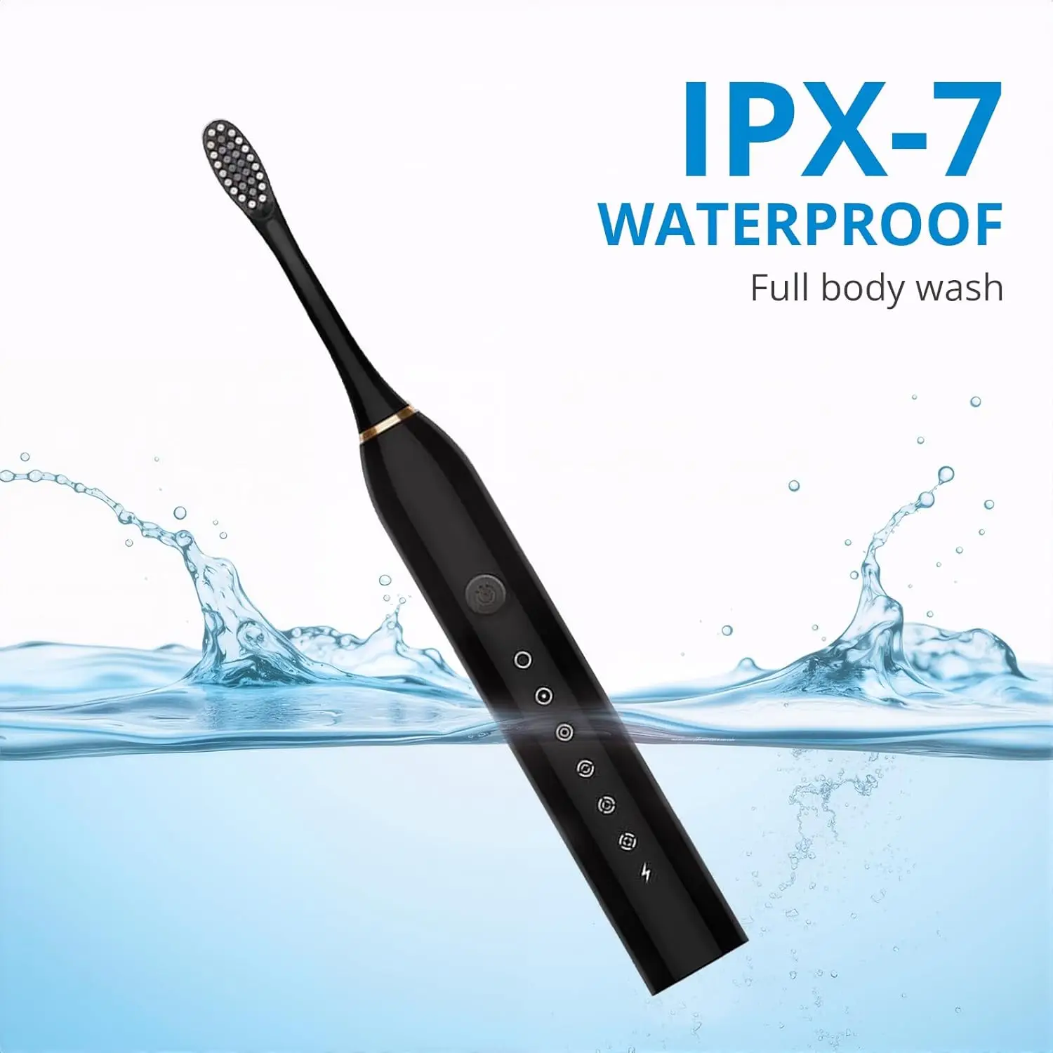 USB перезаряжаемая электрическая зубная щетка, ультразвуковой умный таймер IPX7, водонепроницаемая для взрослых и детей, черная