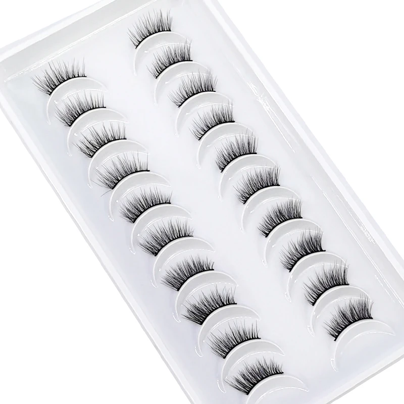 天然ミンクつけまつげ,10ペア,3Dクロス,手作り,メイクアップツール,エクステンション