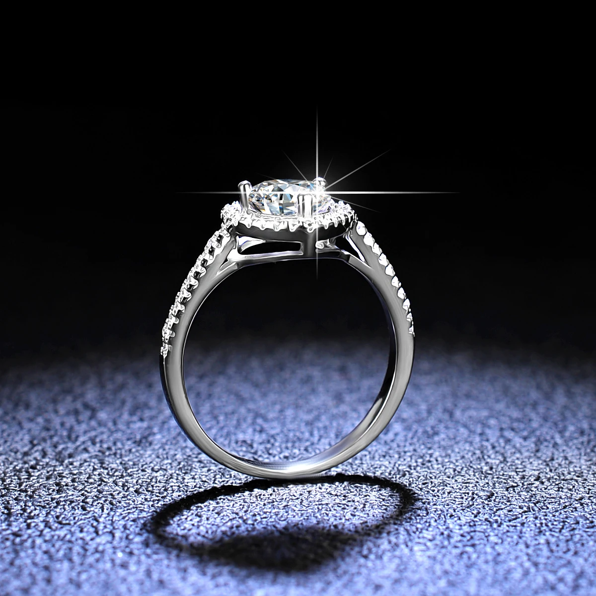 Imagem -04 - Moissanite Anel de Diamante para Mulheres Anéis de Coração Brilhantes Carat Pt950 Platina Banda de Casamento Romântico Presente Jóias Noiva