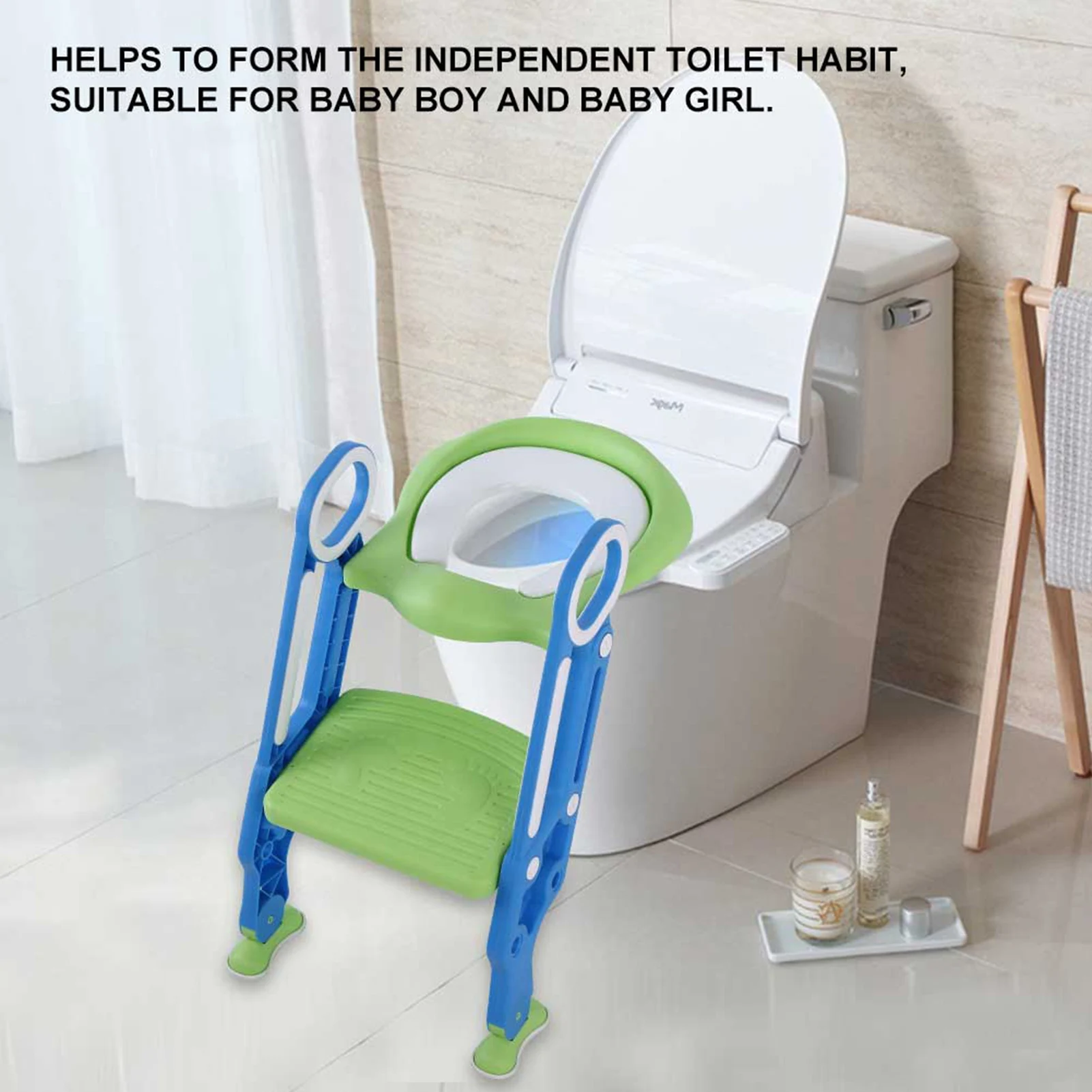 Baby Toddler Soft Toilet Chair Ladder Adjustable Safety Potty Training Seat (Red Yellow) image 6