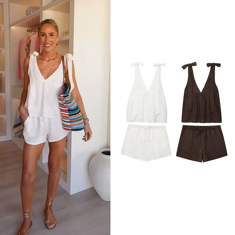 

Summer Sets Women's 2025 New Chic Slim Women's 2-piece Set Street Chic Summer Holiday Travel Suits Young Elegant Shorts Sets
