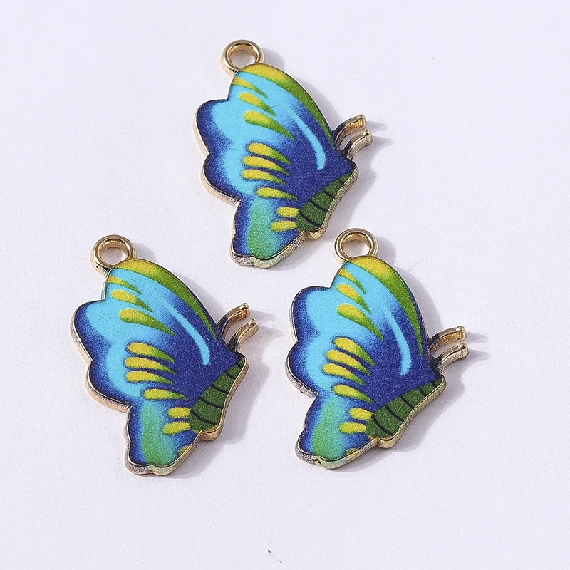 10 Stück 16x34mm Niedliche Bunte Emaille Fliegende Schmetterling-Anhänger für Schmuckherstellung, Halsketten, Ohrringe, DIY-Bastelzubehör – Detail 5