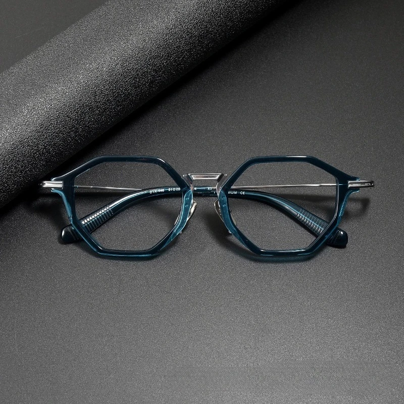 

Deisgner Japanese Women Titanium Acetate DTX-448 Retro Polygonal Frame Myopia Glasses Anti Blue Light Handmade for Men Eyewear