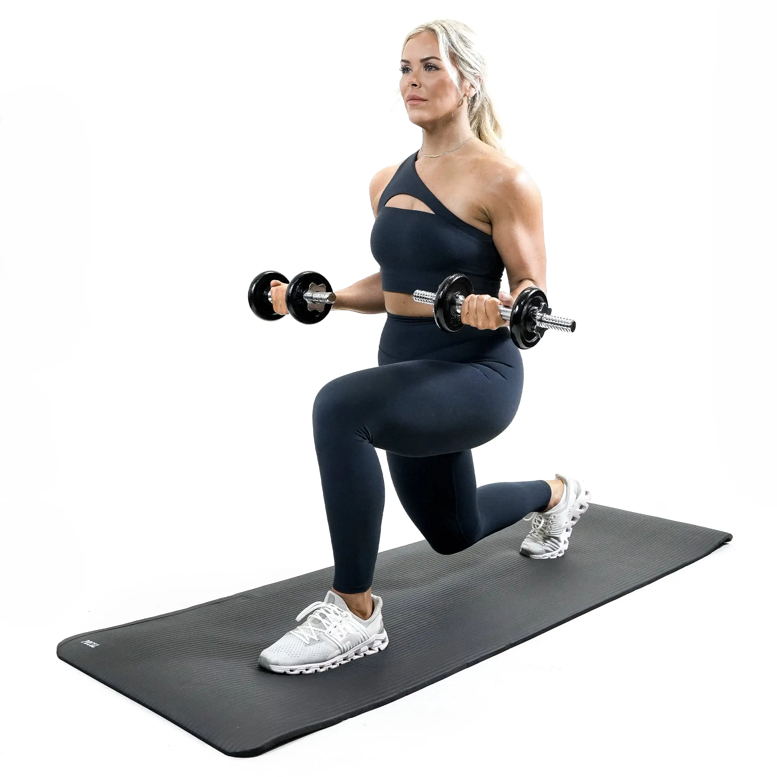 سجادة تمرين سميكة 12 مم لجميع الأغراض، إسفنج NBR مقاس 72 × 24 بوصة، سجادة يوجا غير قابلة للانزلاق مع حزام حمل، لصالة الألعاب الرياضية المنزلية واللياقة البدنية، باللون الأسود