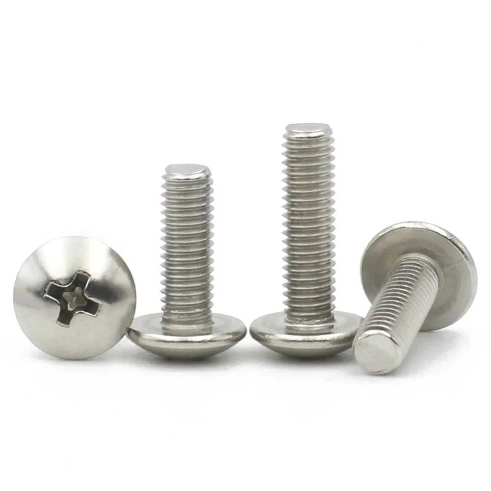 5-50pcs 304 A2-70 Stainless Steel Screw M2 M2.5 M3 M4 M5 M6 M8 Phillips Braguero Flat Head Large Round Cross Bolt length 3-80mm