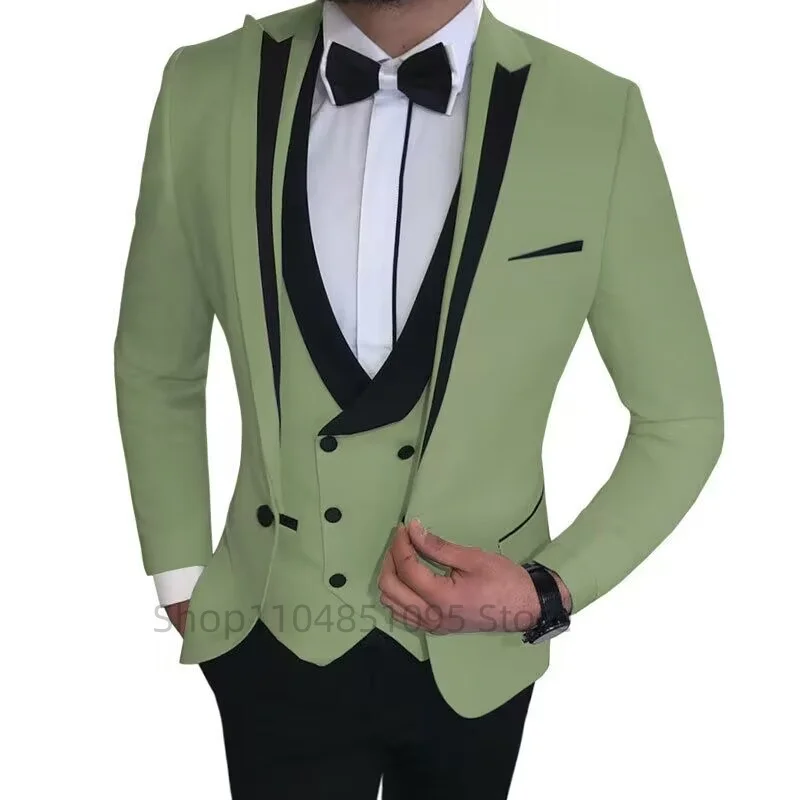 

Formal 3 Pieces Men's Wedding Suit Elegant Groom Tuxedos Slim Fit Peak Lapel Blazer Business Party Suits Set(Jacket+Vest+Pants)