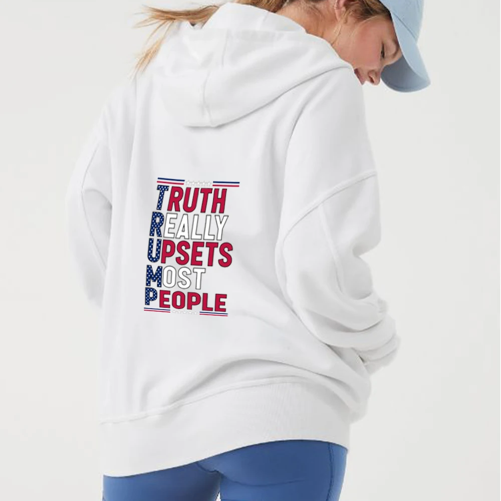 Truth Really Upsets Most People Trump President Zipper Hoodie Simple Style Text Printing Winter Clothing Gifts For Supporters