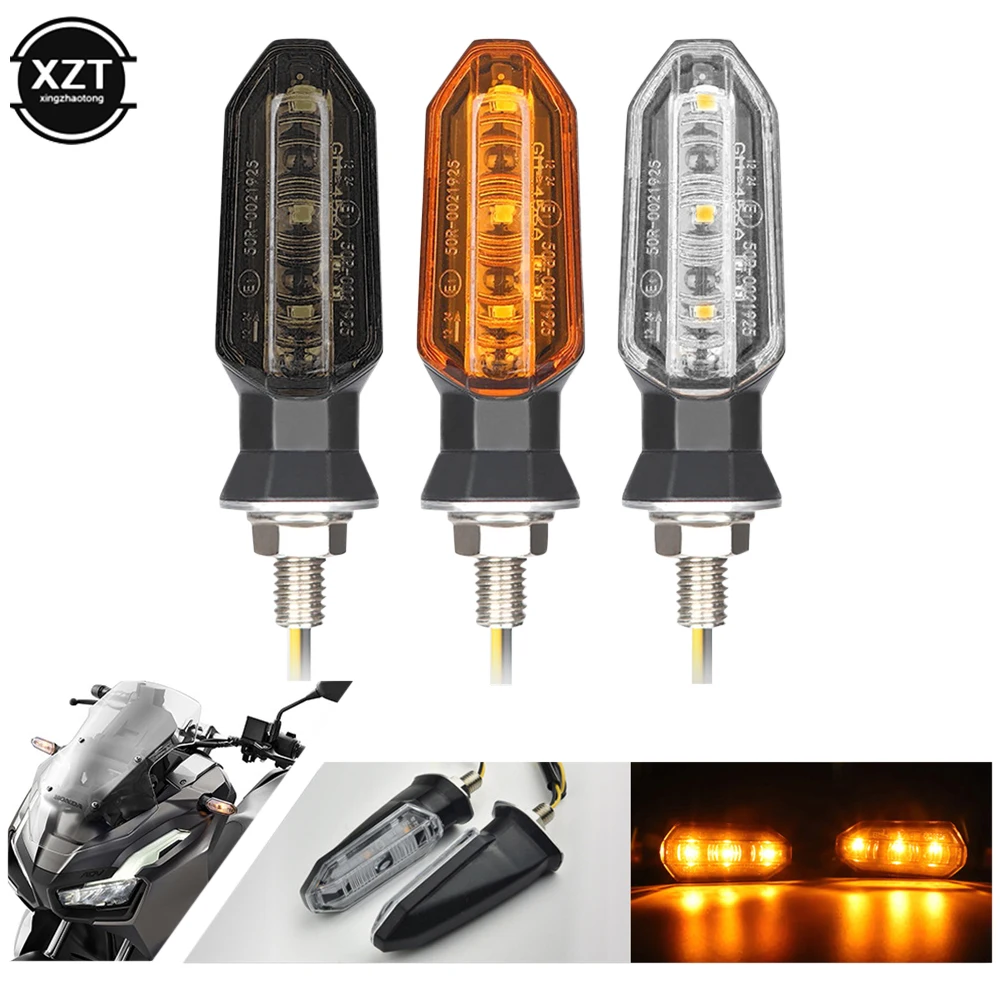 2pcs 8MM Motorcycle LED Turn Signal Indicator Lamp Amber Flashing Light 12V Universal 3LED Blinker Accessories