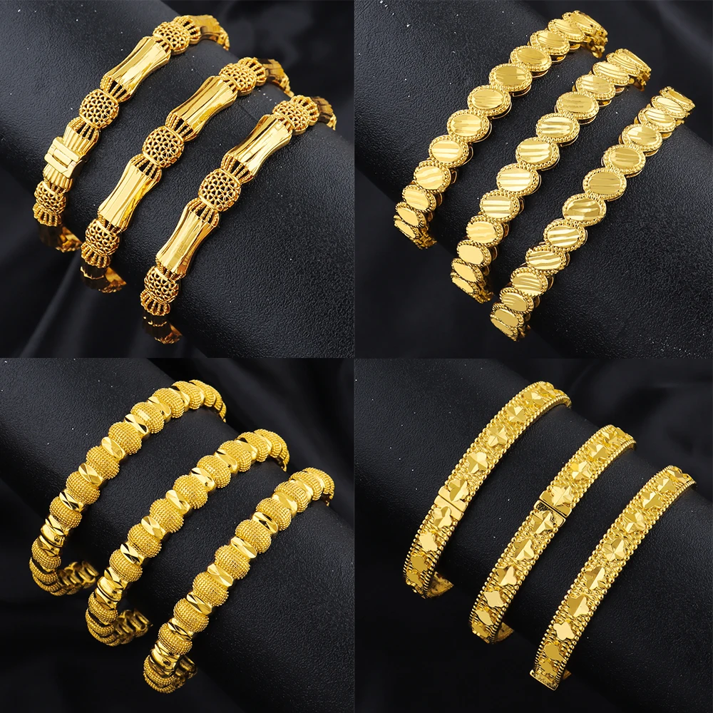 

Women Charm Bracelet Bangle For Women Indian Jewelry Gold Color Bracelets 24K Gold Color Jewelry Festival gifts Wholesale