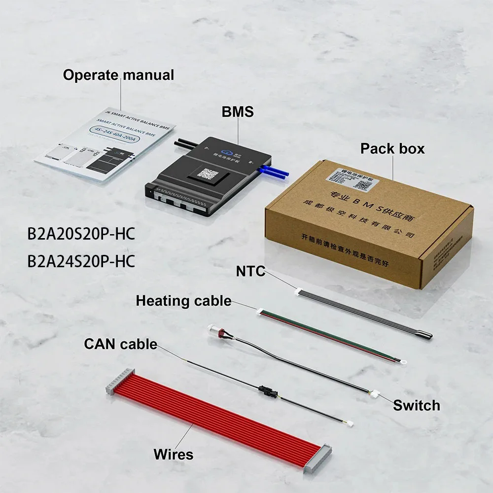 Jikong สมาร์ทบีเอ็มเอสแอคทีฟบาลานซ์1A 2A Li-ion LTO LiFePO4 4S 8S 16S 24S กระแสไฟขาออกต่อเนื่อง60A 80A 100A 150A RS485 BT 200A