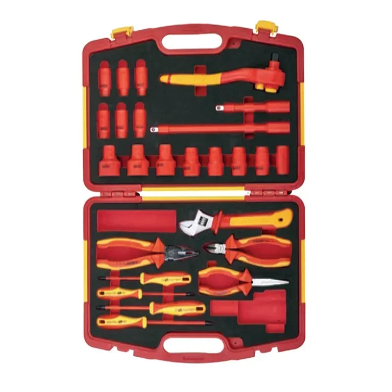 

S682-25 SFREYA VDE 1000V Insulated Insulation tools case double color 25pcs Socket Wrench Pliers Screwdriver tool Set kit