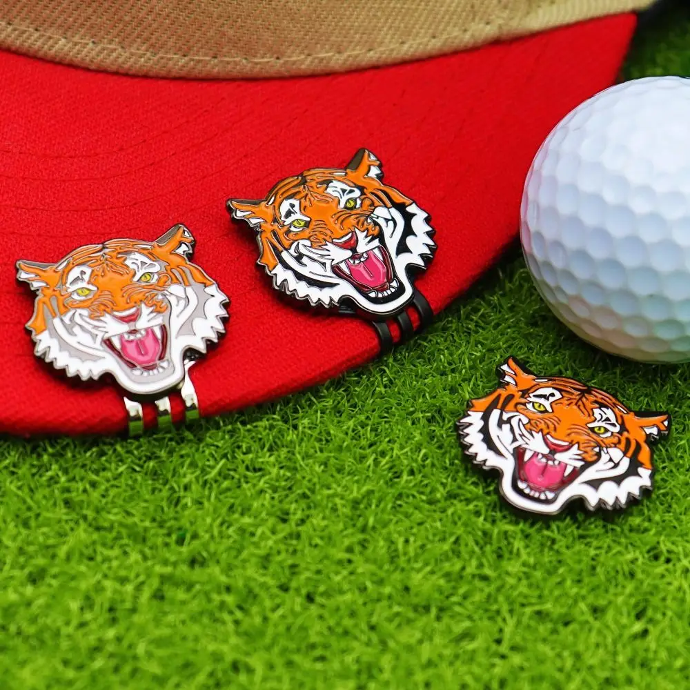 Golf Training Tiger Golf Ball Marker Hat Clip Alloy Removable Magnetic Hat Clip Portable Lightweight Golf Ball Marker Golf Belt