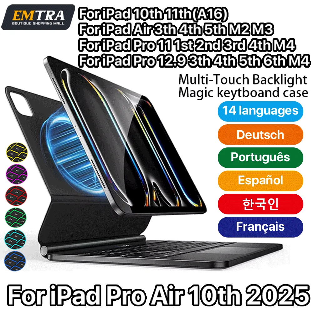Magic Keyboard for iPad Pro 11 13 2025 11th 10.9 Air 4 5 for iPad 10th Generation 12.9 inch 6th 5th 4th 3rd Magnetic Smart Cover